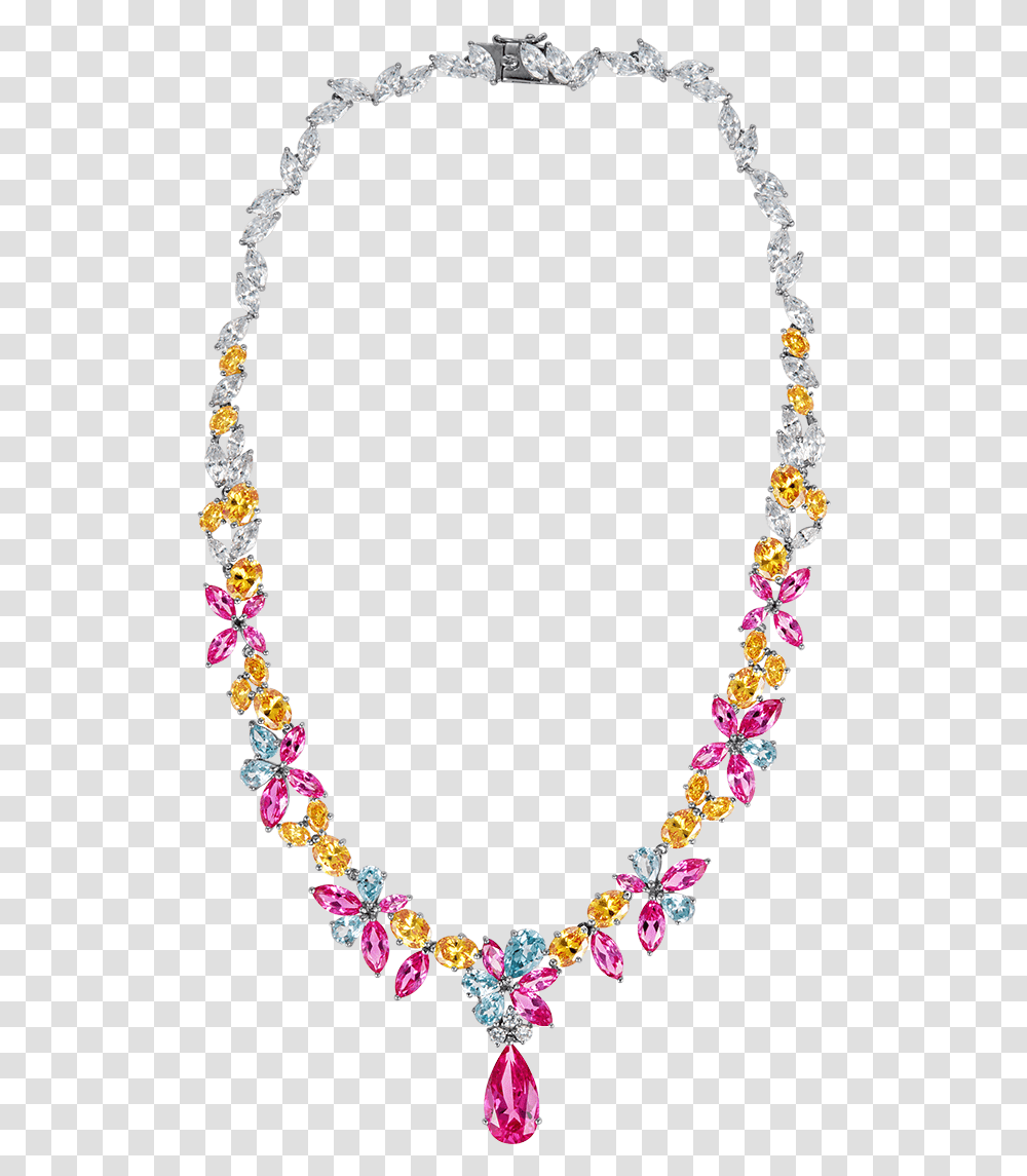 Georgette Floral Pink Pendant Necklace Pink Necklace, Jewelry, Accessories, Accessory, Bead Necklace Transparent Png