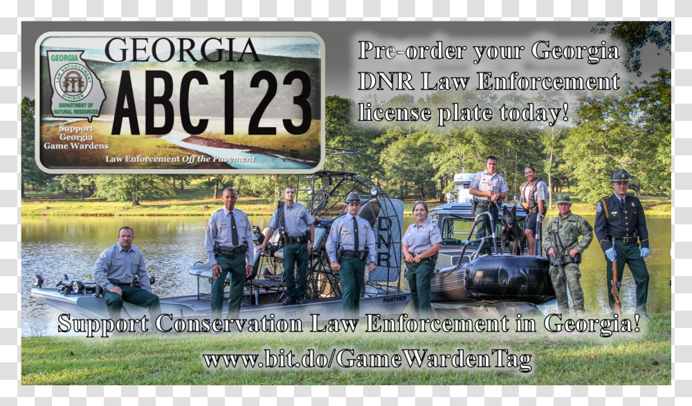 Georgia Dnr Law Enforcement License Plate, Person, Vehicle, Transportation, Car Transparent Png