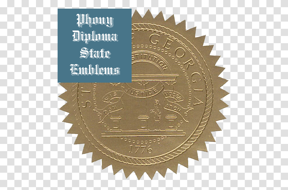 Georgia Embossed Gold State Emblem Applied To Fake, Coin, Money, Rug Transparent Png