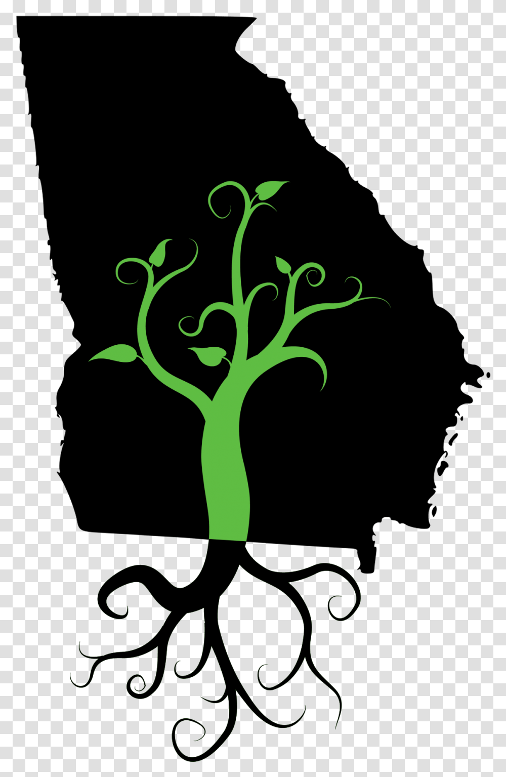 Georgia State Outline Black Cartoons State Of Georgia, Plant, Tree, Sprout, Green Transparent Png