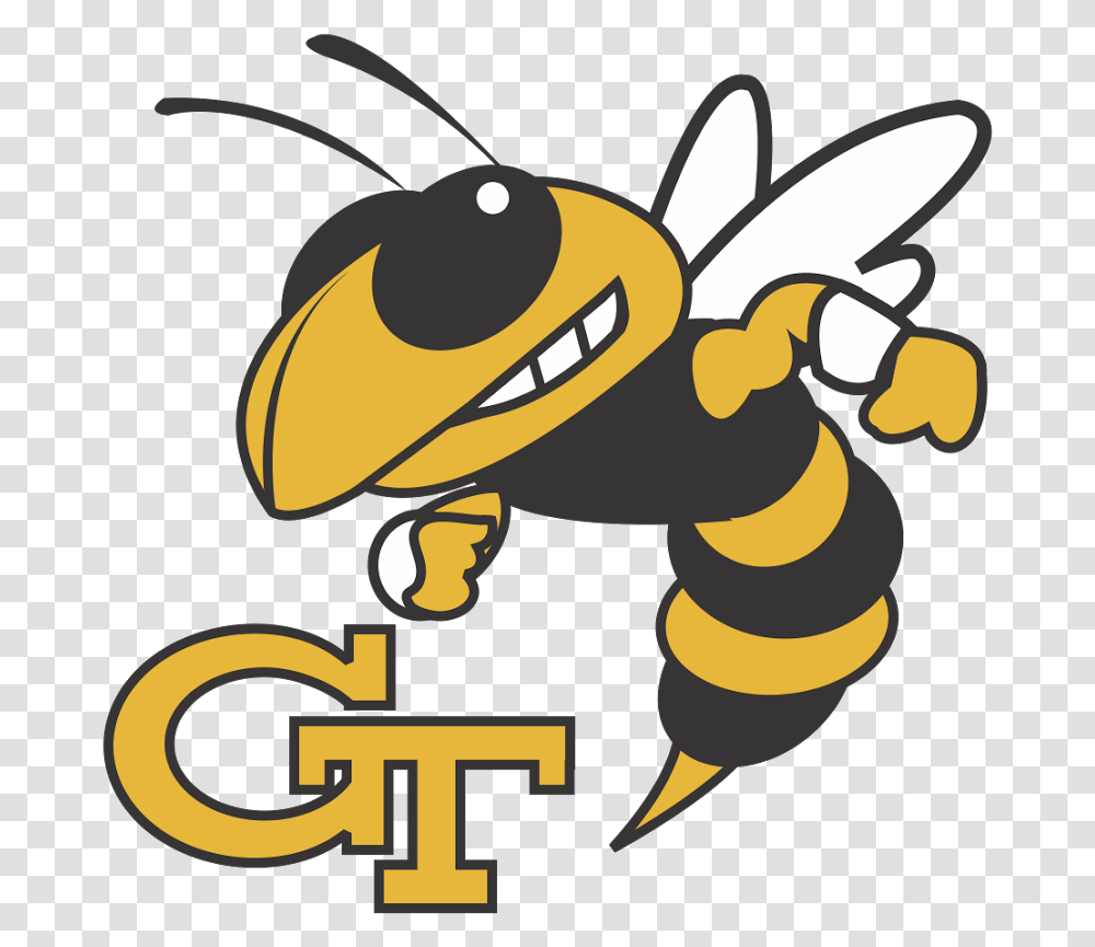 Georgia Tech Logo Vector Ga Tech Yellow Jacket, Animal, Honey Bee, Insect, Invertebrate Transparent Png