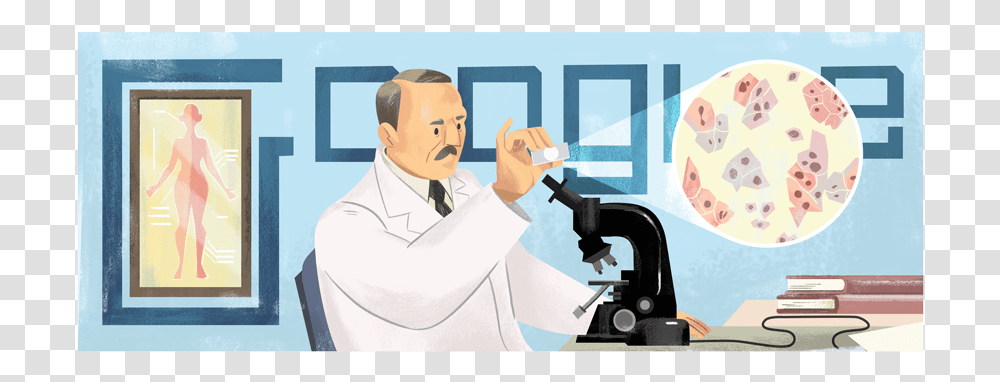 Georgios Papanikolaous 136th Birthday Google Doodle Georgios Papanikolaou, Person, Human, Microscope Transparent Png