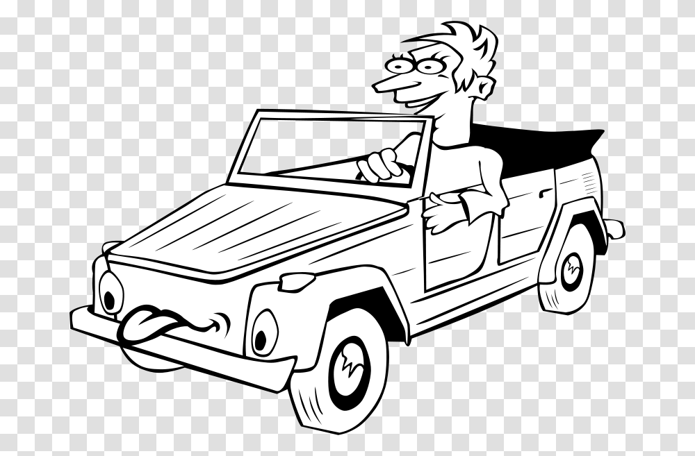 Gerald G Boy Driving Car Cartoon Bw, Transport, Vehicle, Transportation, Automobile Transparent Png