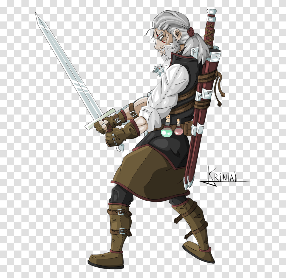 Geralt De Riv 6 Image Fanart Geralt Of Rivia Anime, Person, Human, Toy, Samurai Transparent Png
