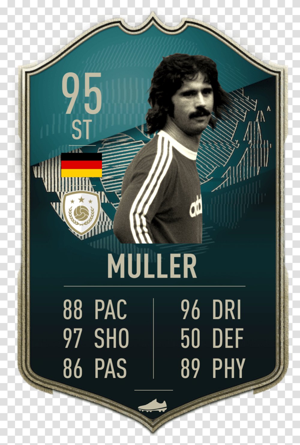 Gerd Muller Pb Icon Card Poster, Advertisement, Person, Flyer, Paper Transparent Png