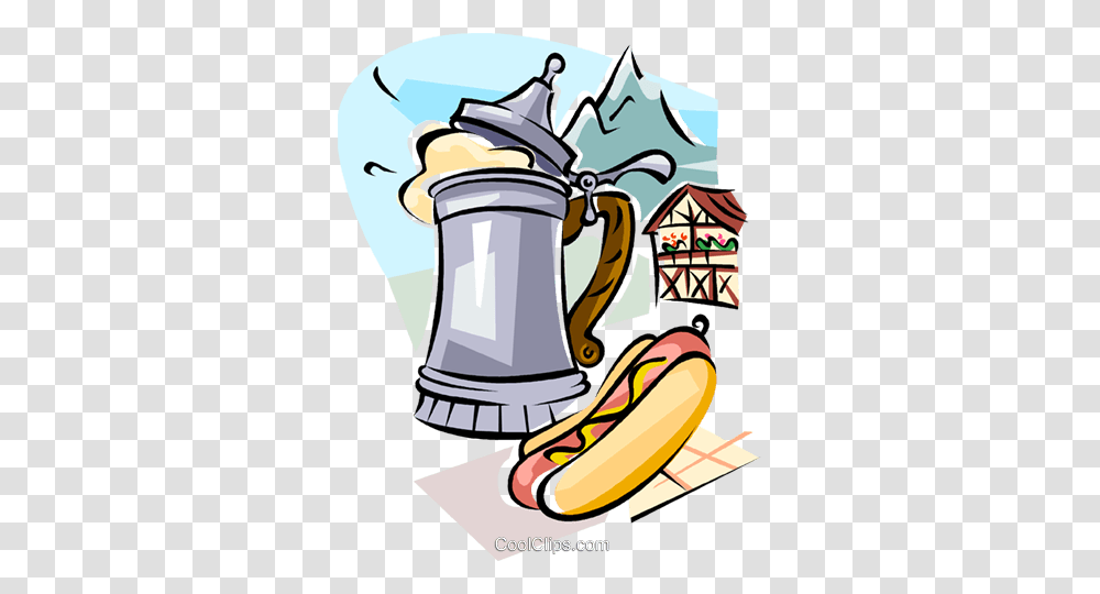 German Beer And Wurst Sausage Royalty Free Vector Clip Art, Plant, Stein, Jug, Food Transparent Png