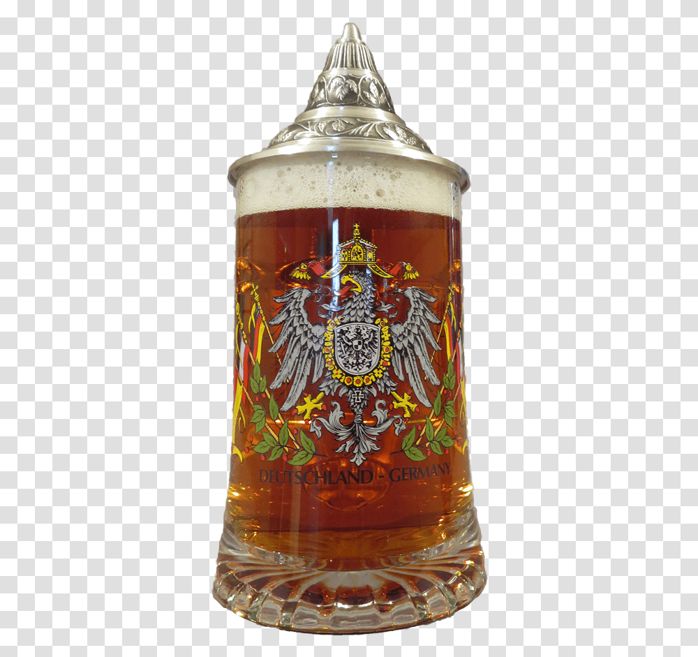 German Glass Beer Mug With Eagle Amp Lid Beer Glass Germany, Alcohol, Beverage, Drink, Lager Transparent Png