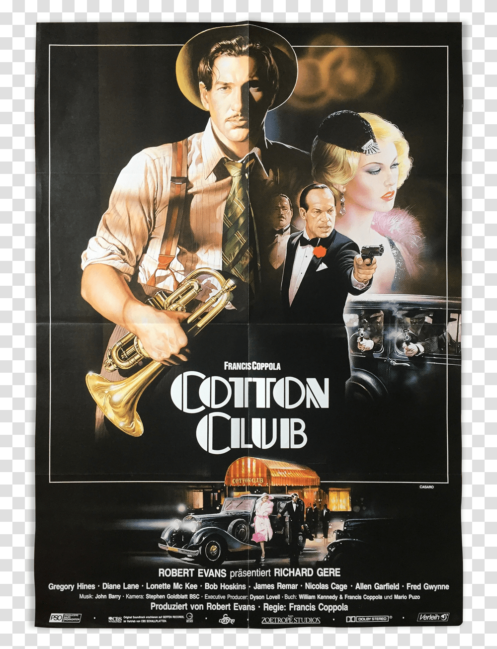 German Poster Cotton Club 1984Src Https Cotton Club Film Poster, Advertisement, Person, Car, Flyer Transparent Png