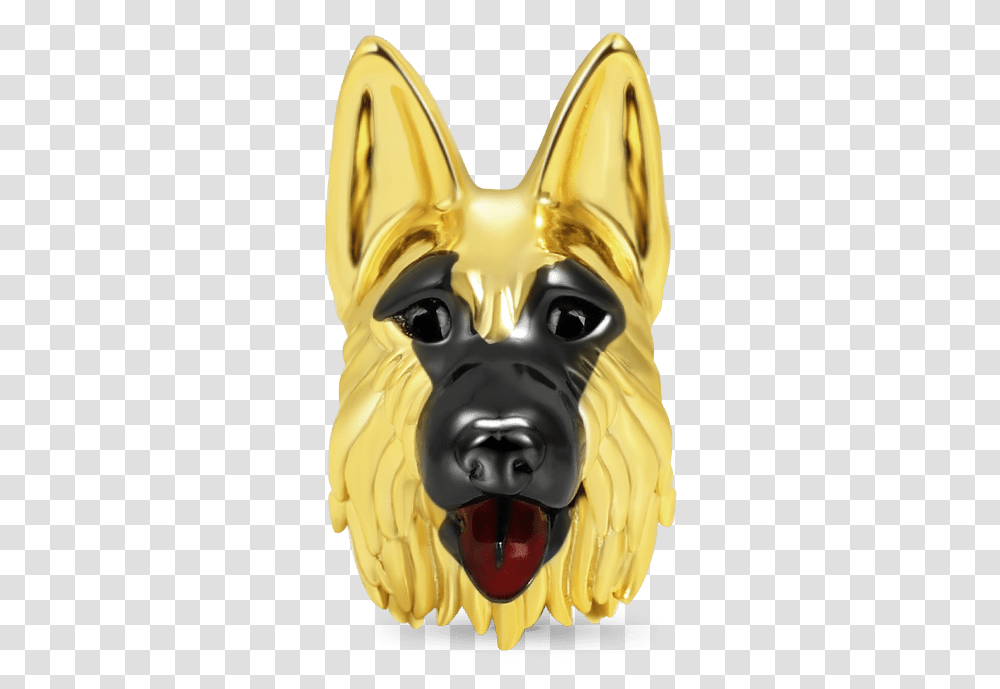 German Shepherd Charm Bead 18k Gold Plated 925 Sterling Silver Vulnerable Native Breeds, Head, Mask, PEZ Dispenser, Mouth Transparent Png