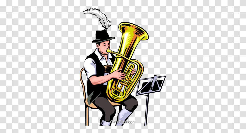 German Tuba Player Royalty Free Vector Clip Art Illustration, Horn, Brass Section, Musical Instrument, Euphonium Transparent Png