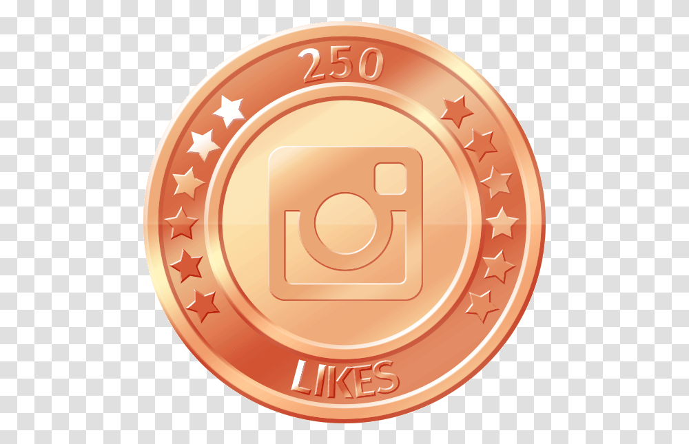 Get 250 Instagram Likes 100 Likes On Instagram, Coin, Money, Gold, Nickel Transparent Png