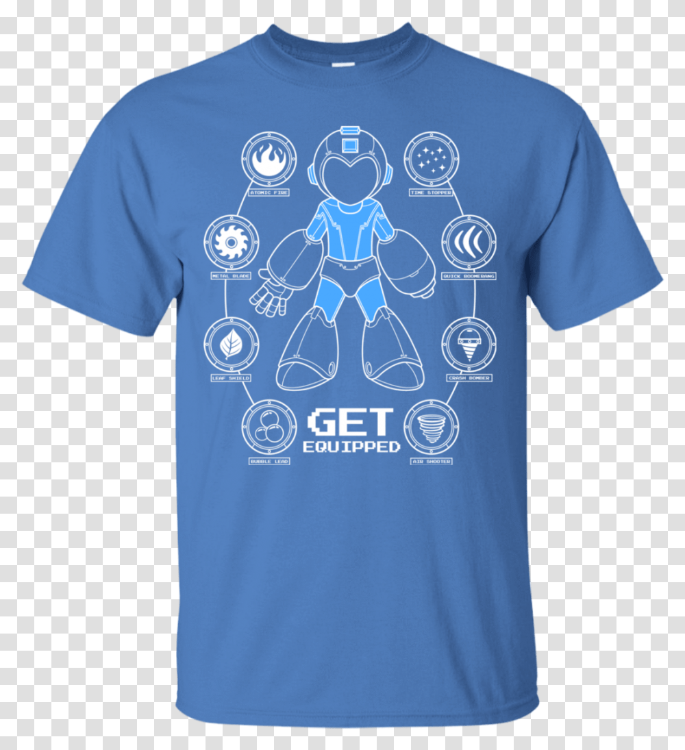 Get Equipped T Shirt Mega Man Design T Shirt, Apparel, T-Shirt, Sleeve Transparent Png