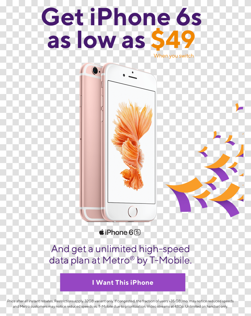 Get Iphone 6s From Metro By T Mobile For As Low As Smartphone, Electronics, Mobile Phone, Cell Phone Transparent Png
