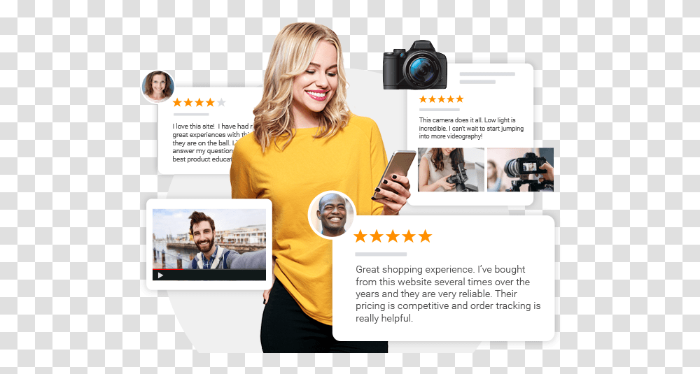 Get More Google Seller Ratings And Product Reviews Mirrorless Camera, Person, Electronics, Poster, Advertisement Transparent Png