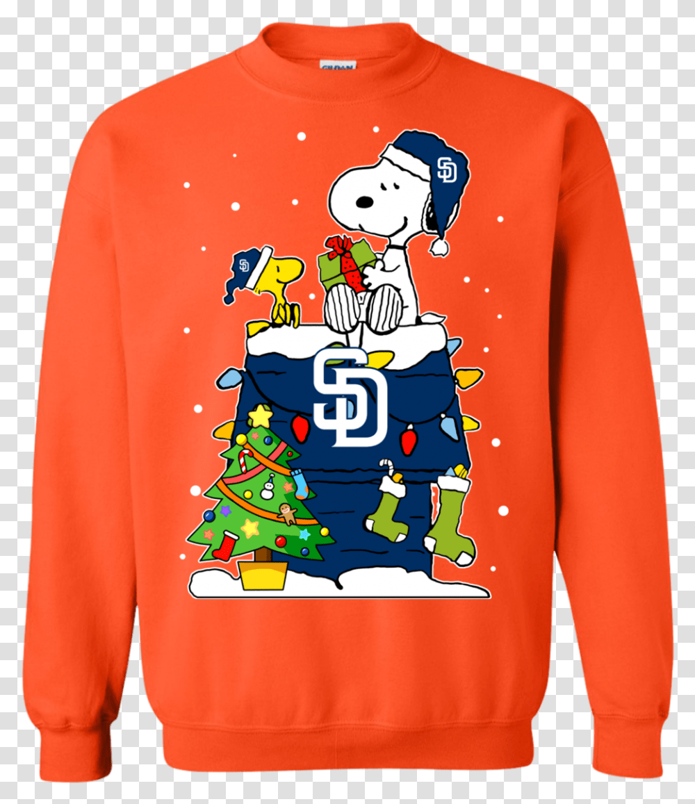 Get Now San Diego Padres Snoopy Ugly Christmas Sweaters Sweatshirt, Apparel, Sleeve, Long Sleeve Transparent Png