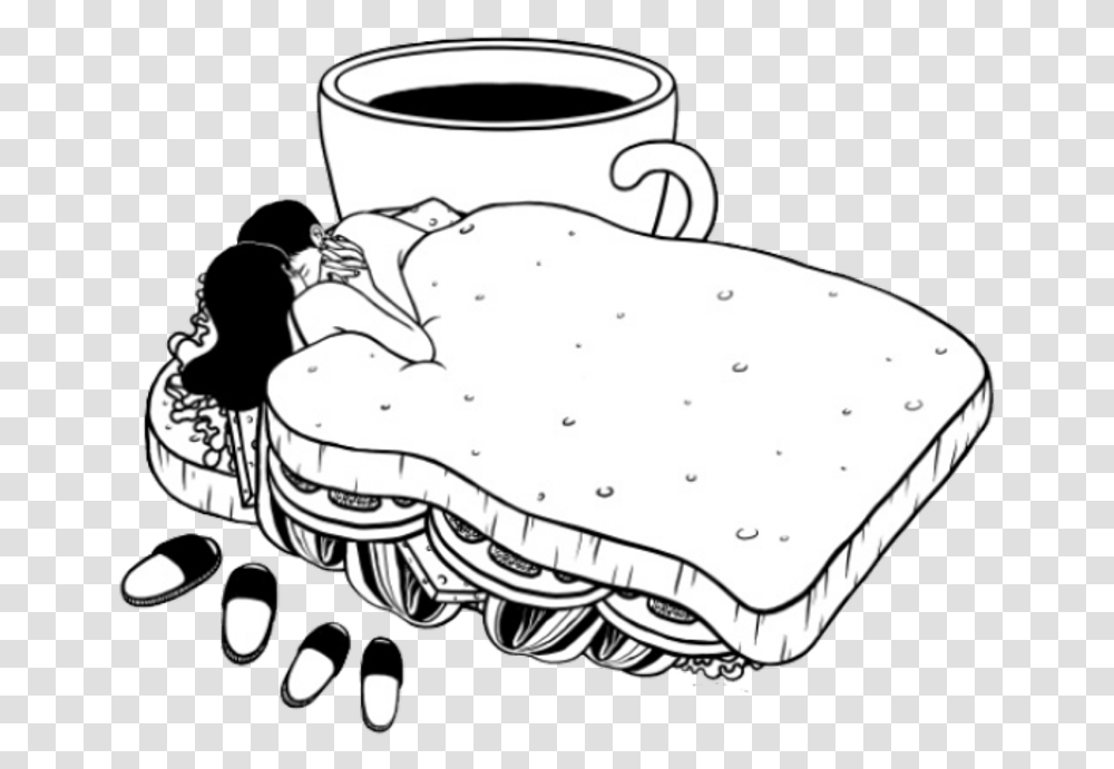 Get Out Of Bed Clipart Couple On Bed Doodle, Coffee Cup Transparent Png