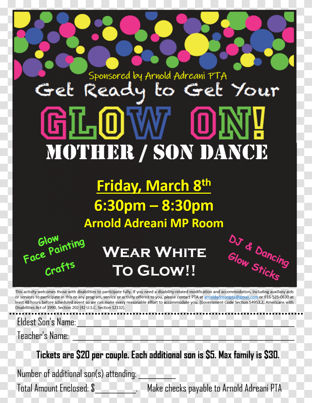 Get Ready To Get You Glow On At The Motherson Dance Mother Son Glow Dance Flyer, Advertisement, Poster, Paper, Brochure Transparent Png