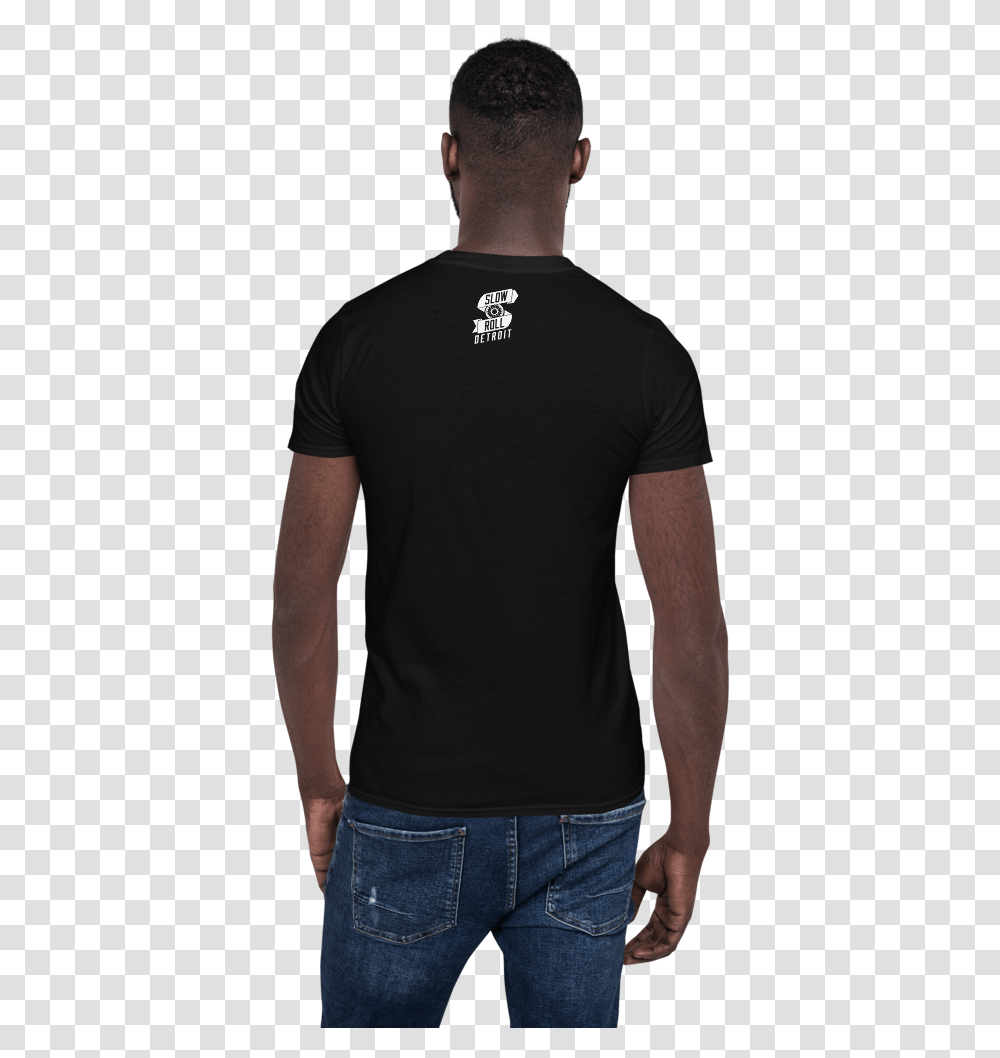 Get Right Slow Roll Detroit White Cut Mockup Back Mens T Shirt, Apparel, Sleeve, Person Transparent Png