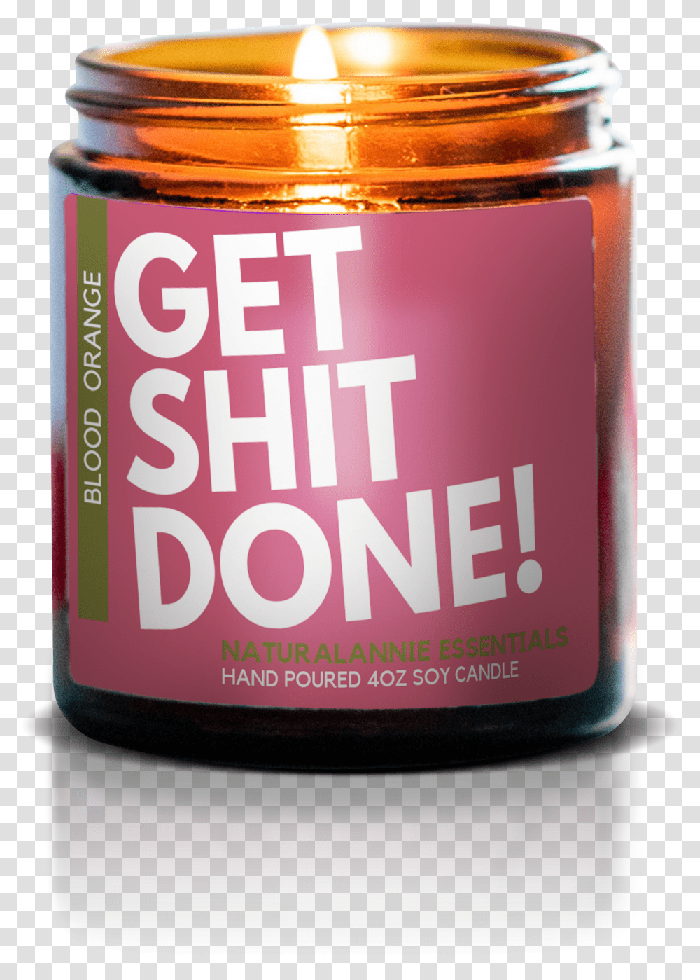 Get Shit Done Blood Orange Scented Soy Candle Naturalannie Blood Orange Candle, Bottle, Beverage, Drink, Alcohol Transparent Png