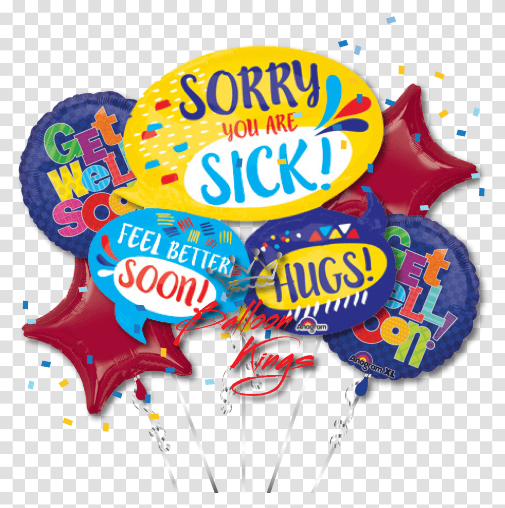 Get Well Soon Bubbles Bouquet, Balloon, Paper, Food Transparent Png