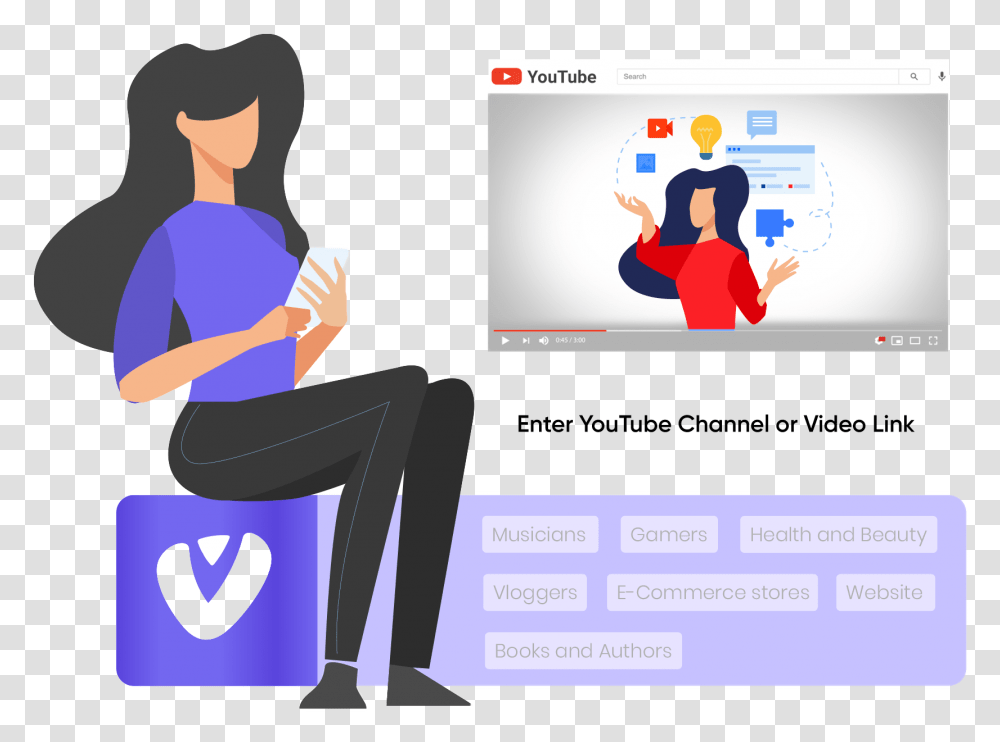 Get Youtube Views Buy Veefly Language, Person, Monitor, Sitting, Female Transparent Png