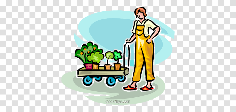 Getting Ready To Garden Royalty Free Vector Clip Art Illustration, Person, Transportation, Vehicle, Cleaning Transparent Png