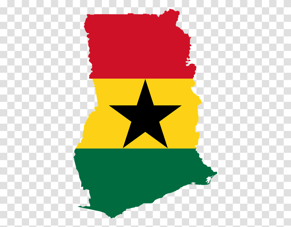 Ghana Flag Map Geography Outline Africa Country Ghana Flag Map, Star Symbol, Poster, Advertisement Transparent Png