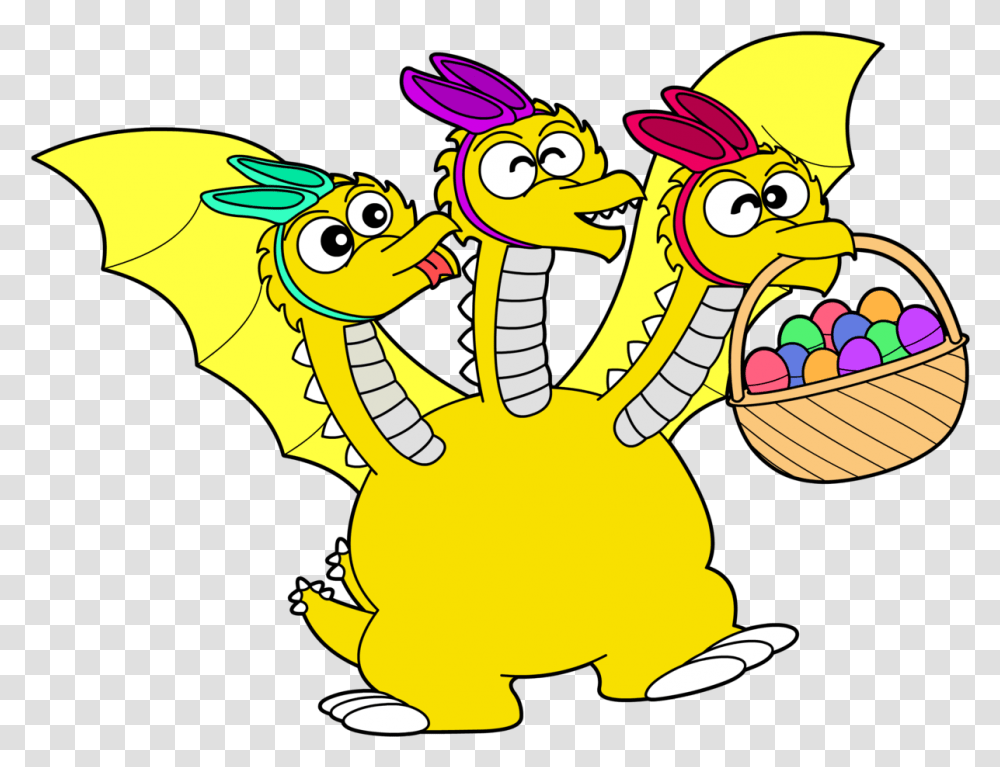 Ghidorah The Three Headed Bunny Is Ready For Easter Cartoon, Dragon Transparent Png