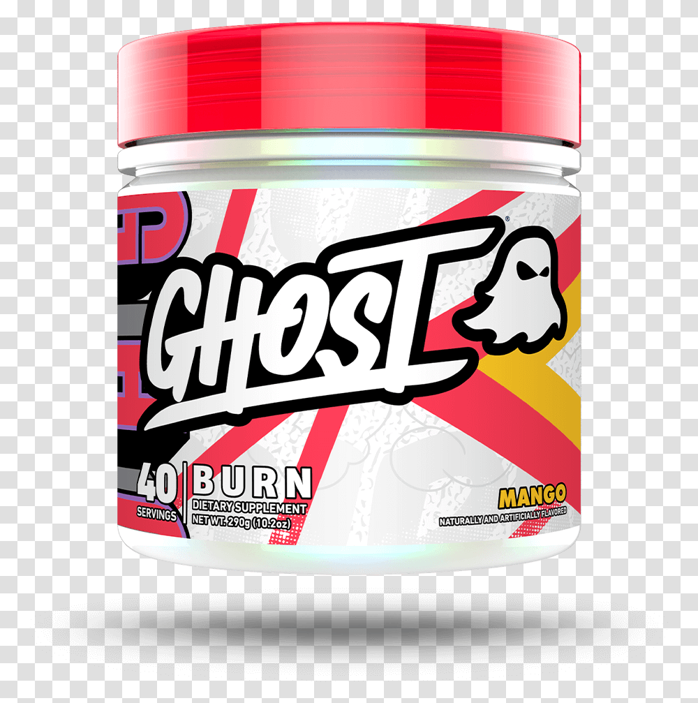 Ghost Burn Fat Burner And Thermogenic Mango Flavor Ghost Burn, Gum, Cosmetics, Bottle Transparent Png