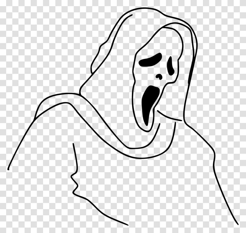 Ghost Ghost Face Halloween Free Picture Ghost Face Line Art, Gray, World Of Warcraft Transparent Png