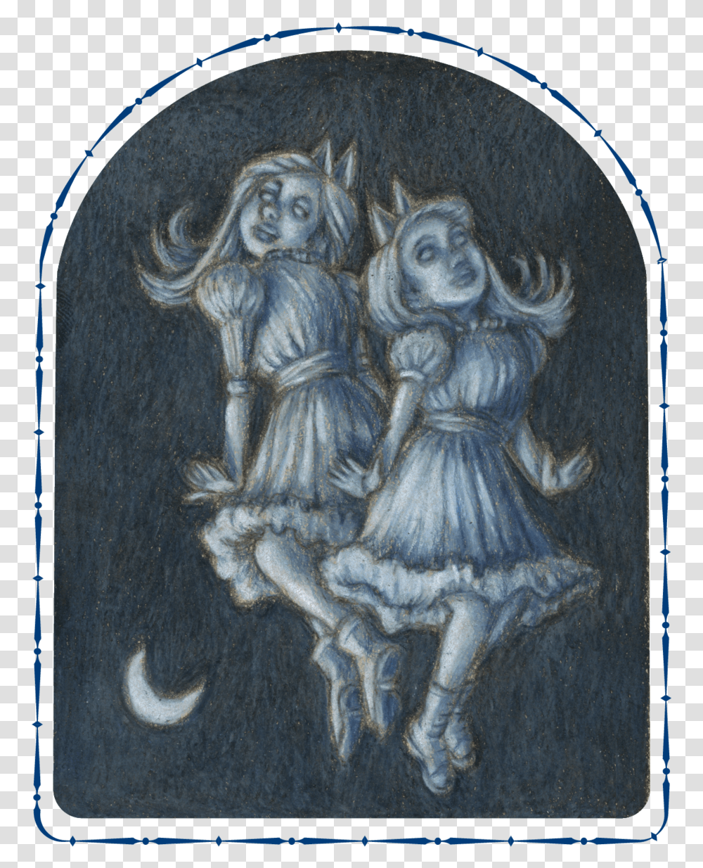 Ghost Girls In Moonlight, Painting, Emblem Transparent Png