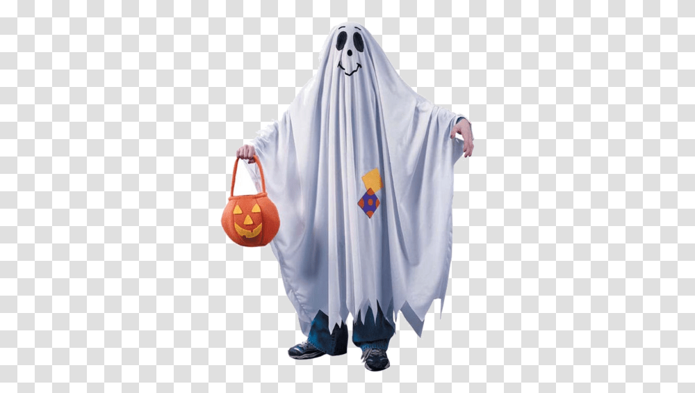 Ghost Halloween Costume Costumes Ghost Costume For Kids, Clothing, Apparel, Cape, Person Transparent Png