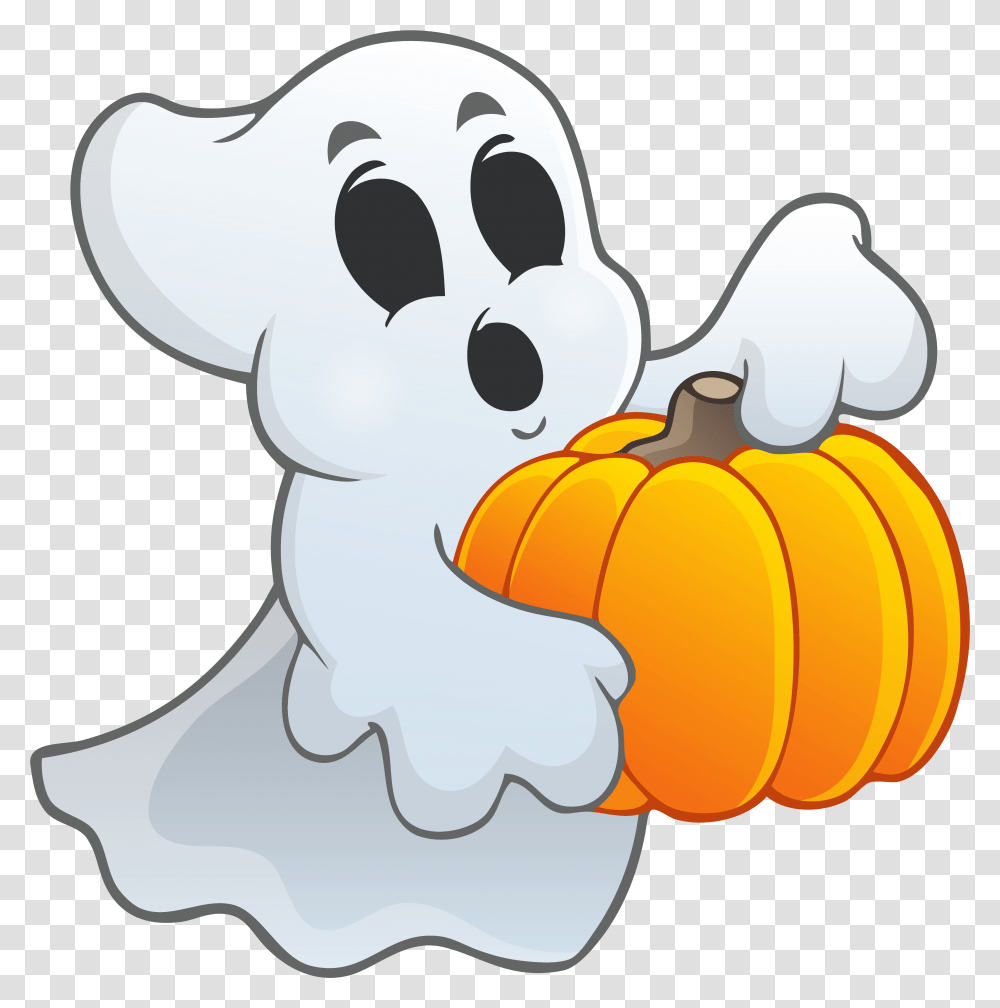 Ghost Halloween Ghost, Pumpkin, Vegetable, Plant, Food Transparent Png