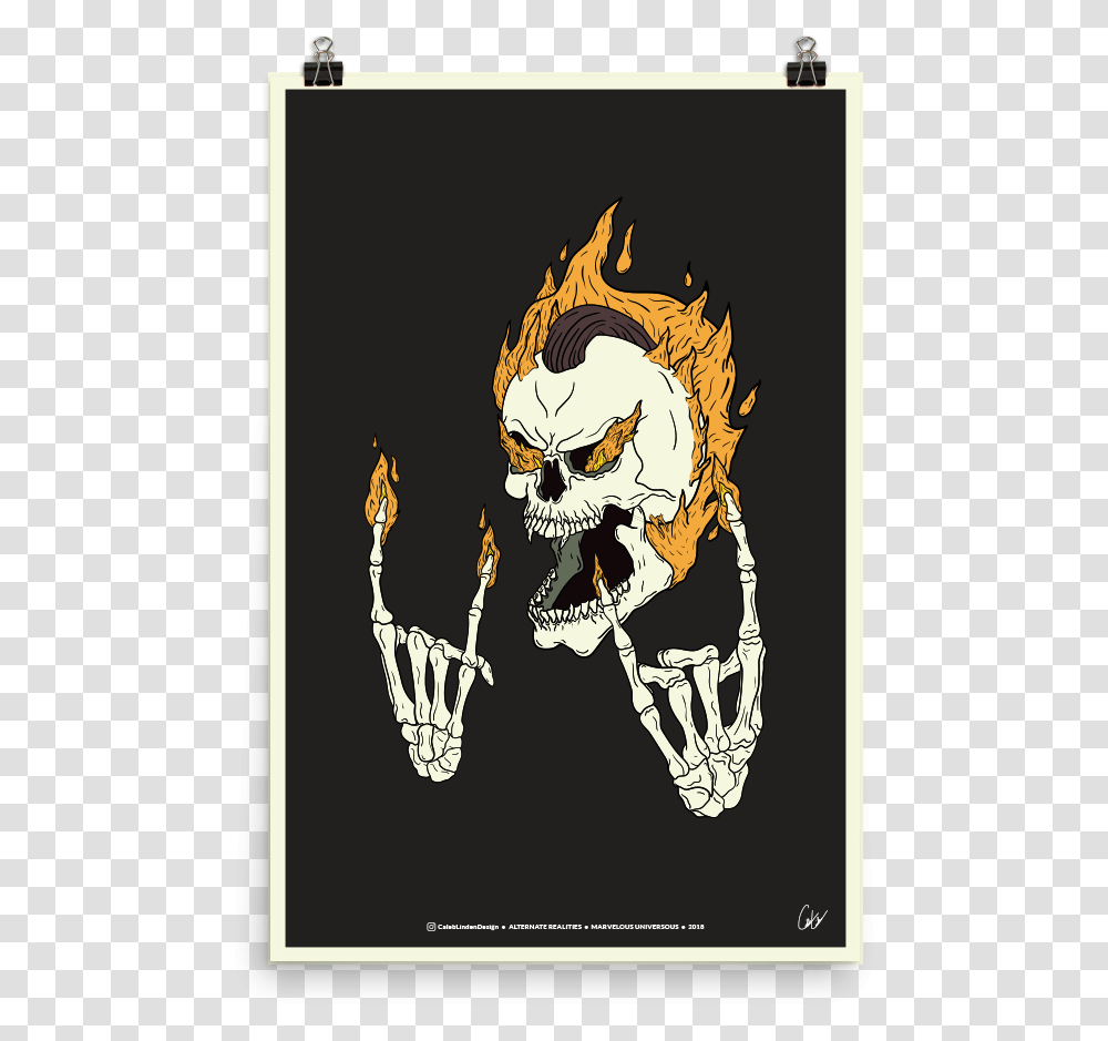 Ghost Rider Skater Marvel Print Download Illustration, Poster, Advertisement, Hook, Pirate Transparent Png