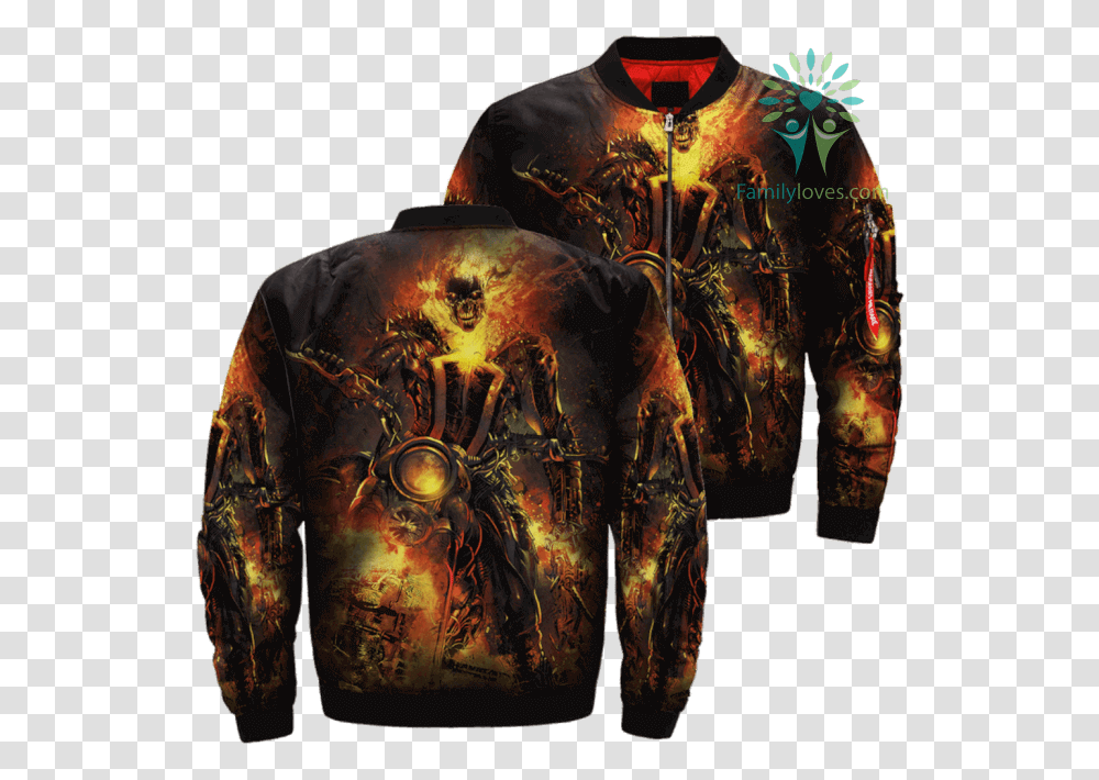 Ghost Rider Skull Over Print Jacket Tag Familyloves Leather Jacket With Reaper On Back, Sweatshirt, Sweater, Coat Transparent Png