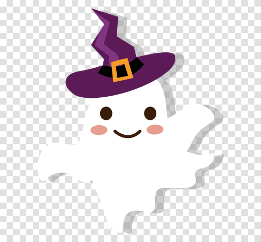 Ghost Witch Wizard Hat Cute Cartoon Halloween Trickortr Ghosts And Witches Clipart, Nature, Outdoors, Snow, Snowman Transparent Png