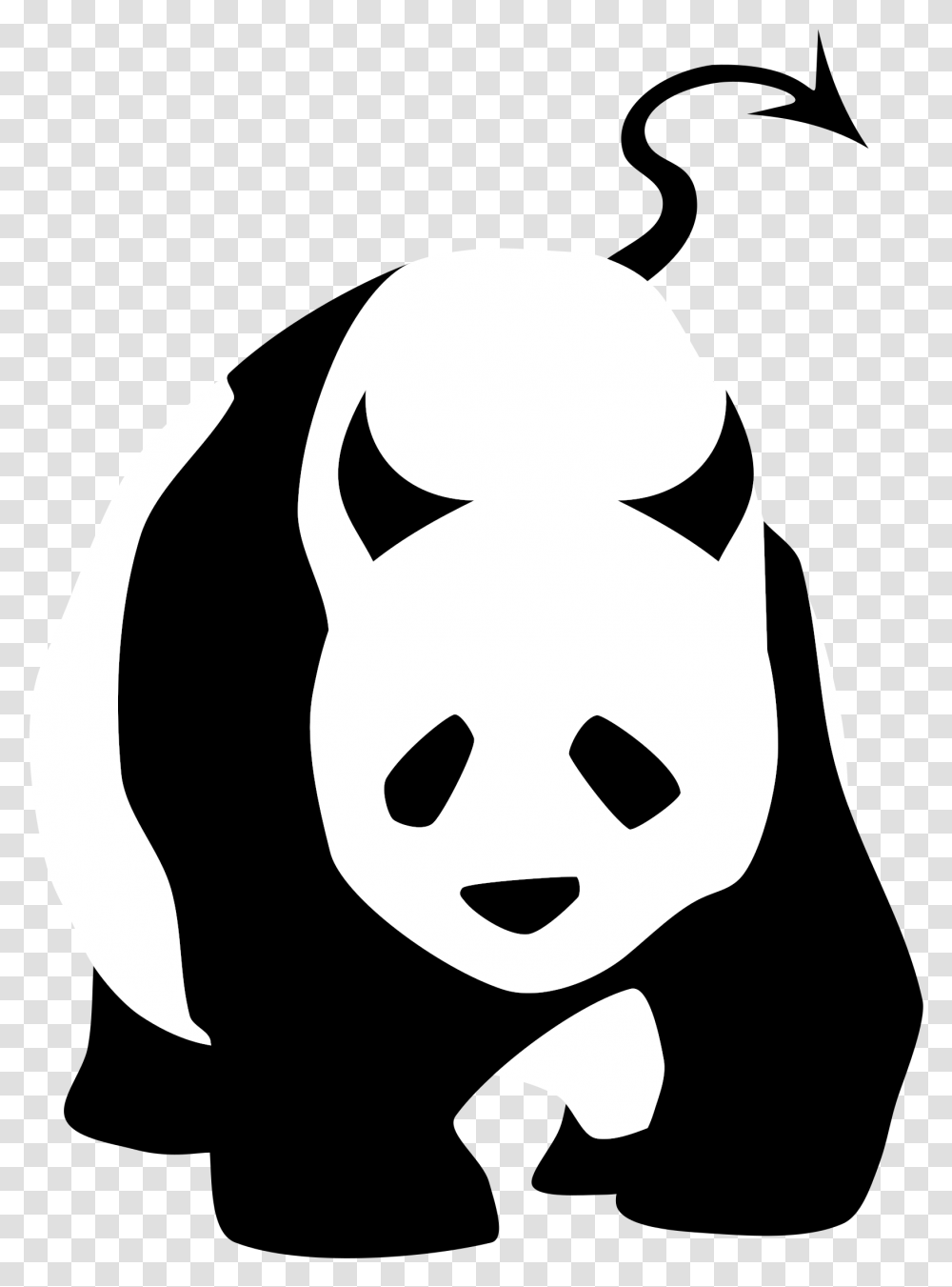 Giant Bad Panda Clip Arts Black And White Panda Clipart, Stencil Transparent Png