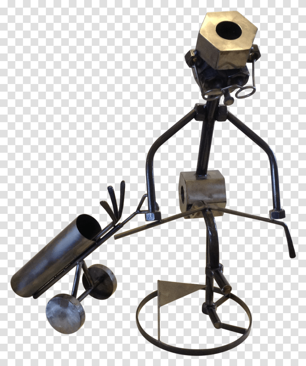 Giant Frustrated Golfer Metal Nuts And Bolts Sculpture Camera, Bow, Bronze Transparent Png