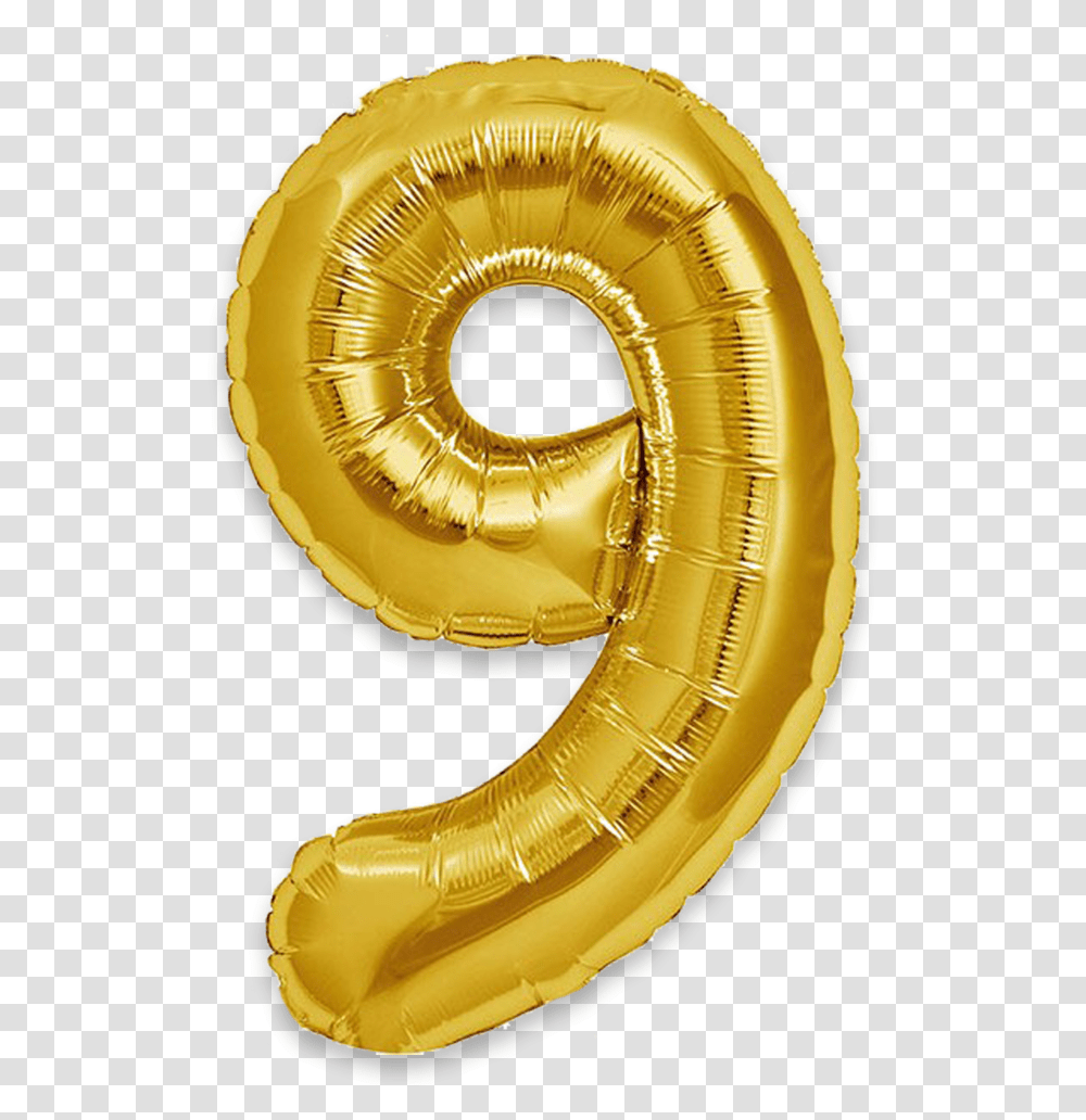Giant Gold 9 - Gifts And Party Gold Number 9 Balloon, Lamp, Aluminium, Carnival, Crowd Transparent Png