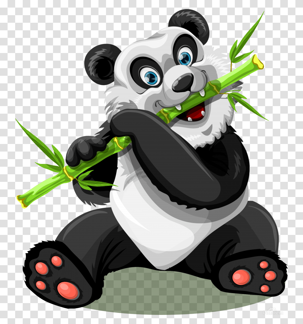Giant Panda 1 Print Kawaii Panda Eating Bamboo, Toy, Plant Transparent Png