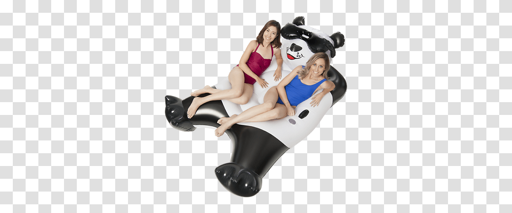 Giant Panda Bear Inflatable Pool Float Holds Up To 300 Lbs Ebay Inflatable, Person, Human, Bathtub, Figurine Transparent Png