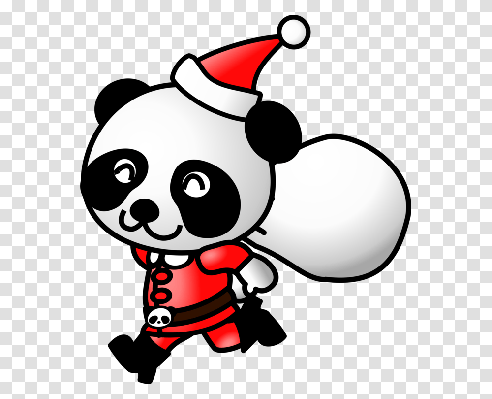 Giant Panda Santa Claus Clip Art Christmas Christmas Day Bear Free, Label, Stencil, Toy Transparent Png