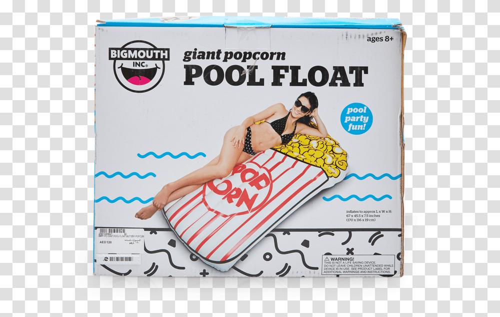 Giant Popcorn Pool Float, Person, Sunglasses, Swimwear Transparent Png