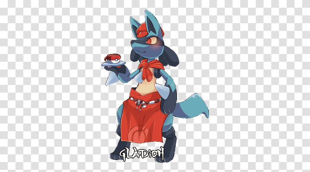 Gif Cafe Lucario By Gladioh Fur Affinity Dot Net Pokemon Cafe Mix Lucario Gif, Clothing, Apparel, Toy, Art Transparent Png