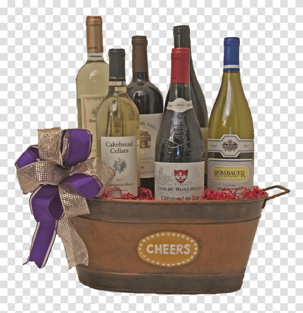 Gift Basket, Alcohol, Beverage, Drink, Wine Transparent Png