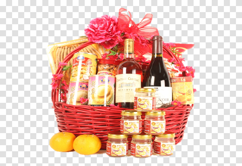Gift Basket Hamper Baskets Chinese New Year, Ice Cream, Dessert, Food, Creme Transparent Png
