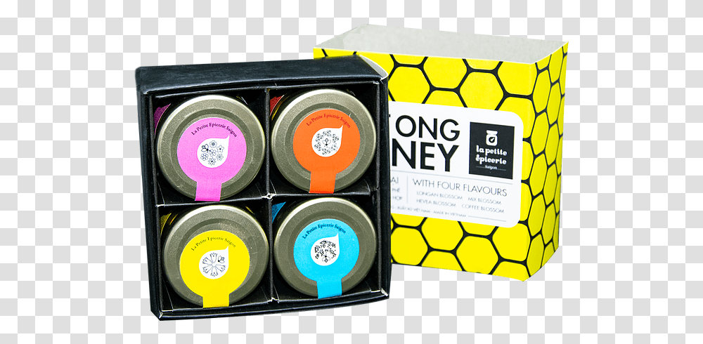 Gift Box Of 4 Honey Jars Circle, Label, Text, Paint Container, Barrel Transparent Png