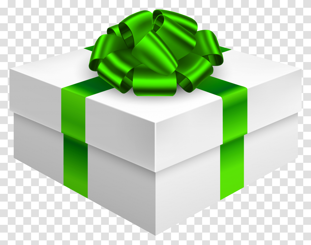 Gift Box With Bow In Green Clipart Green Gift Box Clipart, Toy Transparent Png