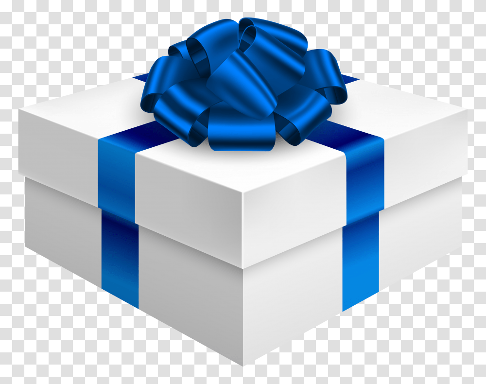 Gift Box With Dark Blue Bow Clipart Transparent Png