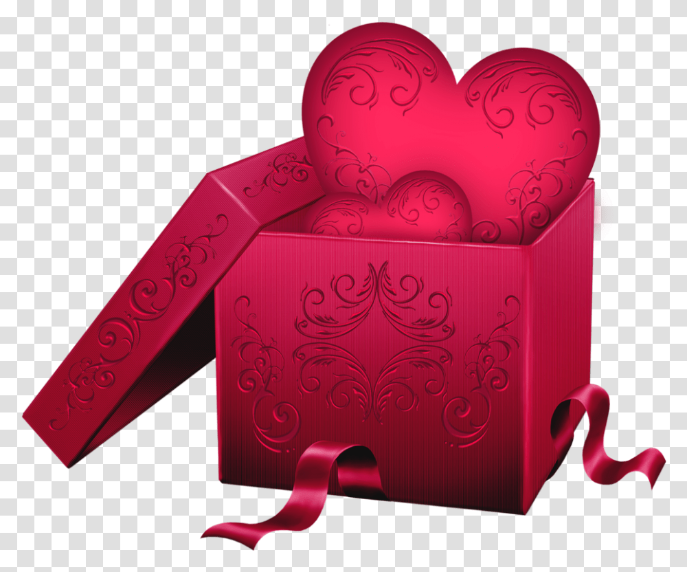 Gift Box With Heart Clipart Valentine Gift Box Transparent Png